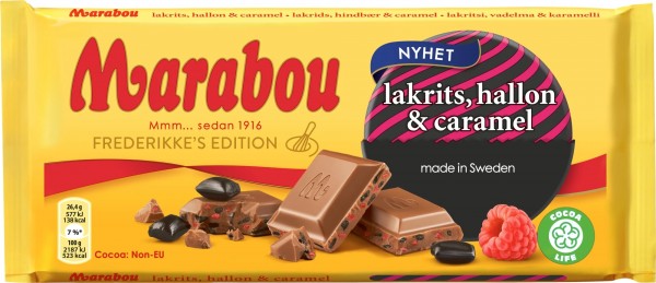 Marabou Lakrits, Hallon & Caramel 185g